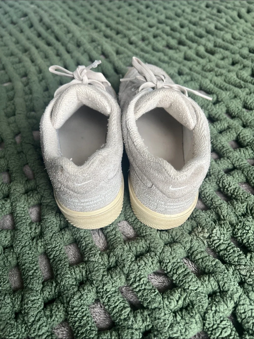 Nike Women’s Suede Low-Top Sneakers in Light Gray and Cream